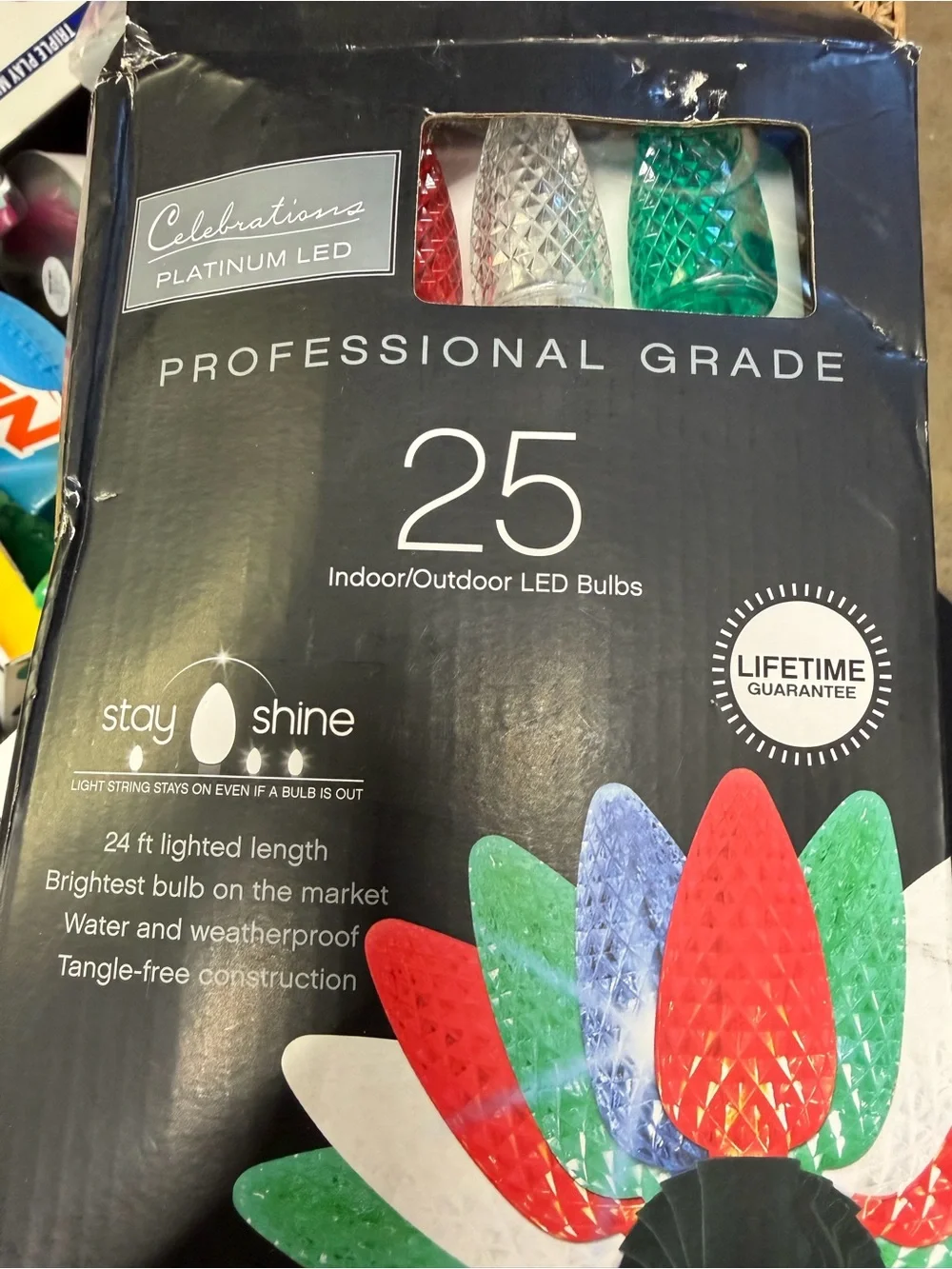 25-Count Indoor/Outdoor LED Bulbs - Red, Green, Clear